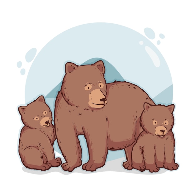 Free Vector hand drawn bear family illustration