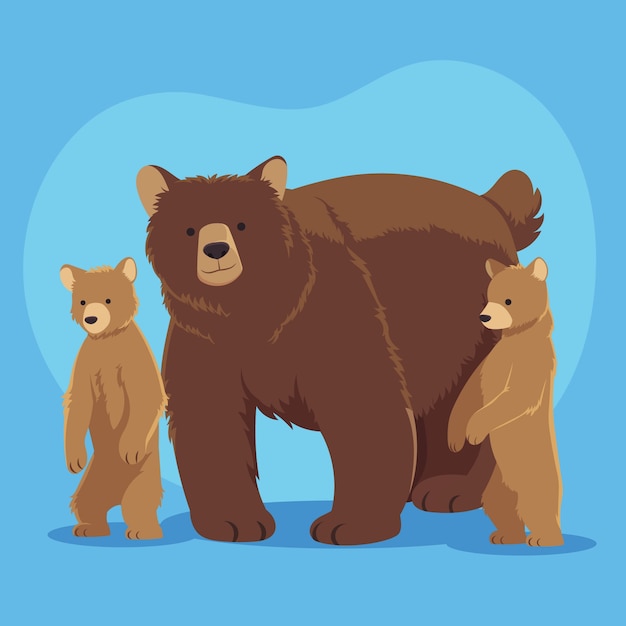 Hand drawn bear family illustration