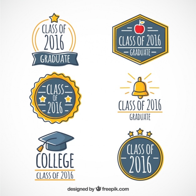 Free Vector hand drawn beautiful logos graduation 