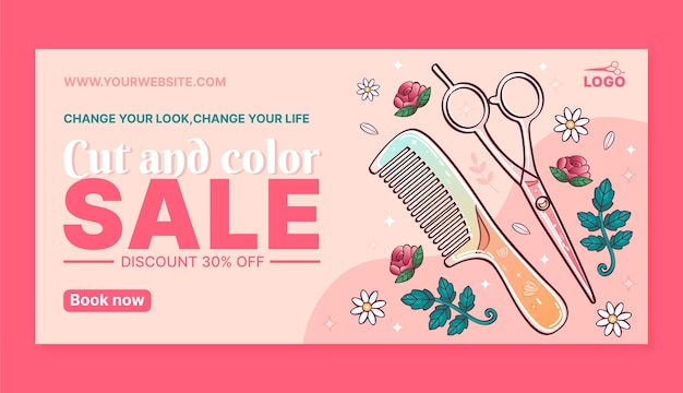 Free Vector hand drawn beauty salon sale banner template