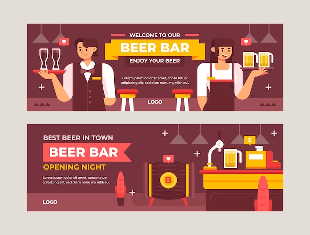 Free Vector hand drawn beer bar banner template