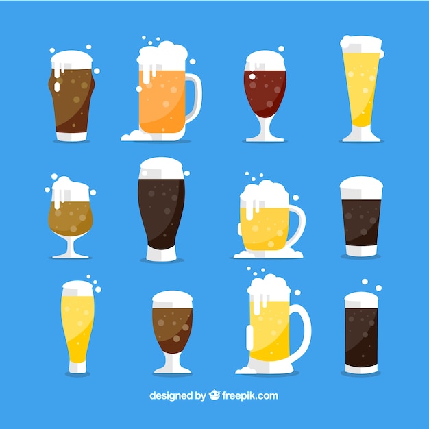 Free Vector hand drawn beer glass & mug collection