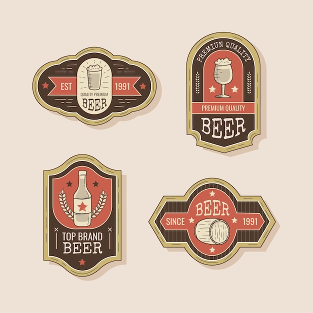 Free Vector hand drawn beer label collection