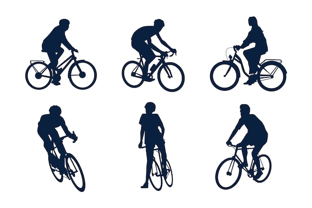 Free vector hand drawn bicycle silhouette set