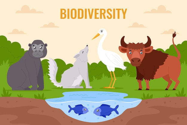 Free Vector hand drawn biodiversity illustration