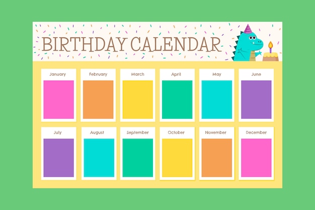 Hand drawn birthday calendar template