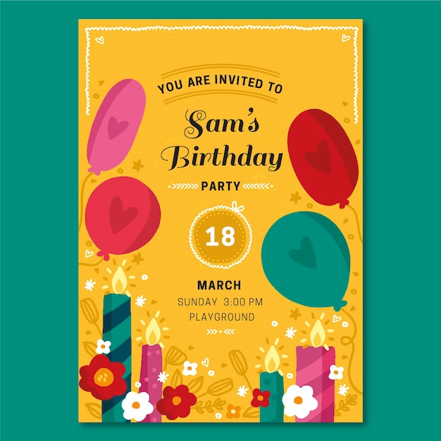 Free Vector hand drawn birthday invitation template