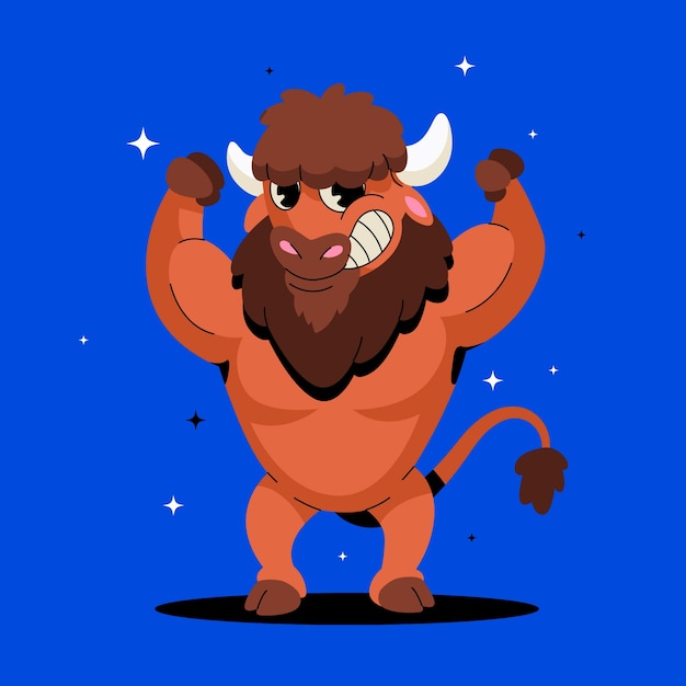 Free Vector hand drawn bison cartoon illustration