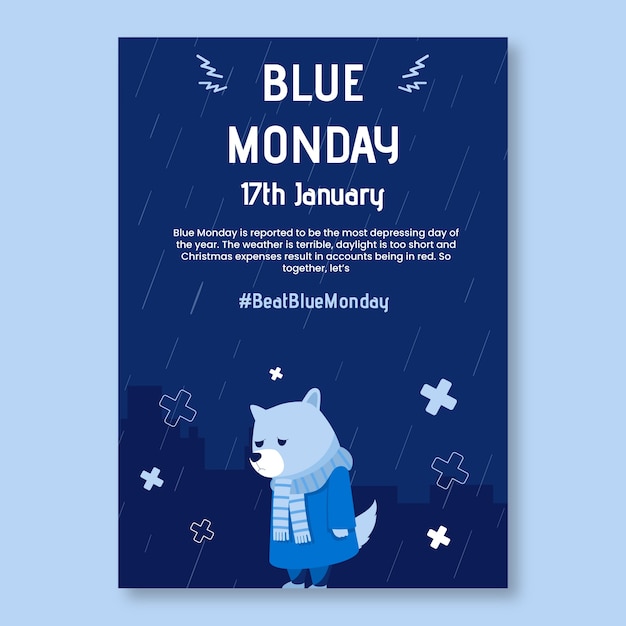 Hand-drawn blue monday poster