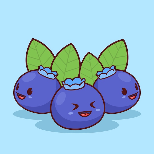 Free Vector hand drawn blueberry  cartoon illustration