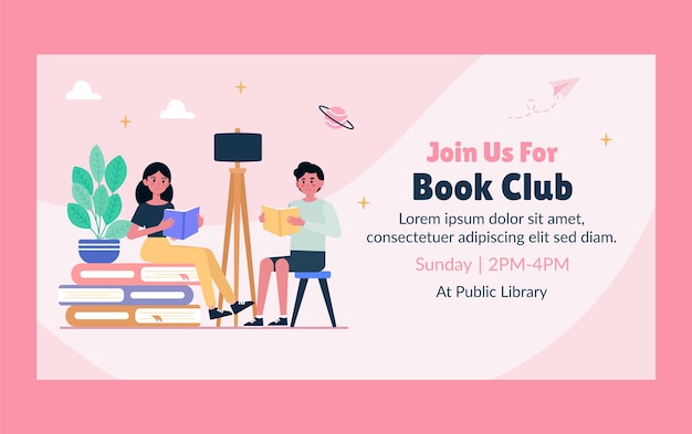 Free Vector hand drawn book club facebook post