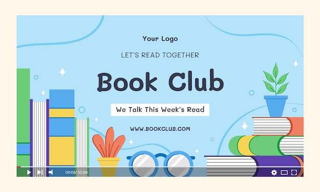 Free Vector hand drawn book club youtube thumbnail