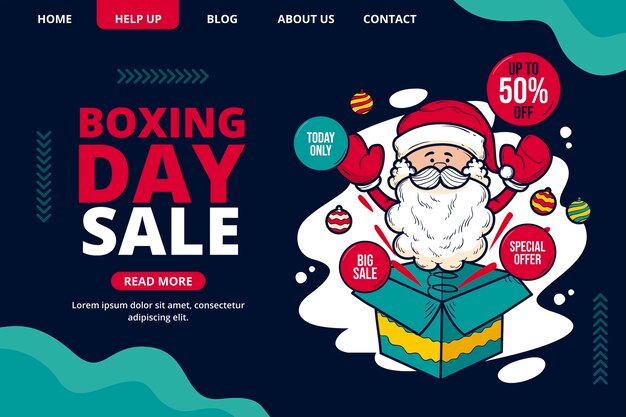 Hand drawn boxing day sale landing page template