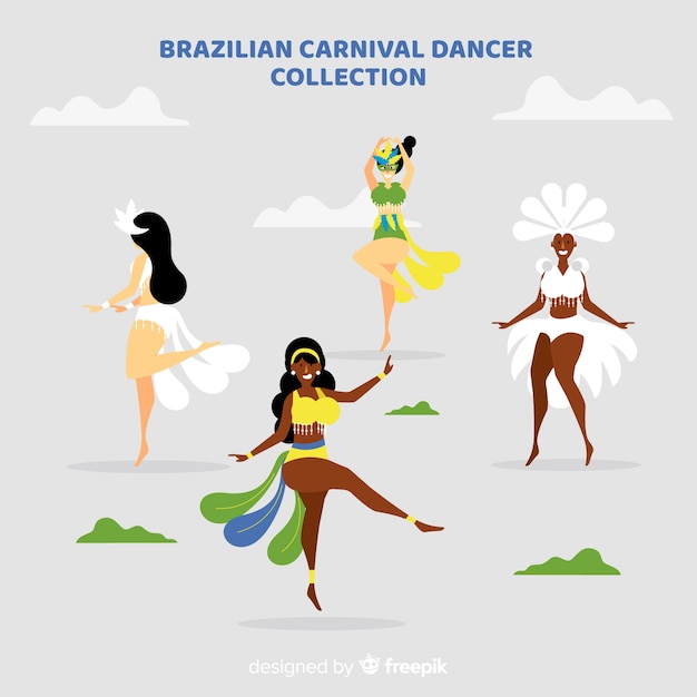 Free Vector hand drawn brazilian carnival dancer collection