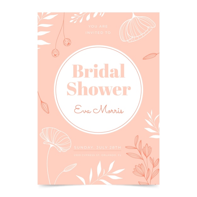 Free Vector hand drawn bridal shower invitation