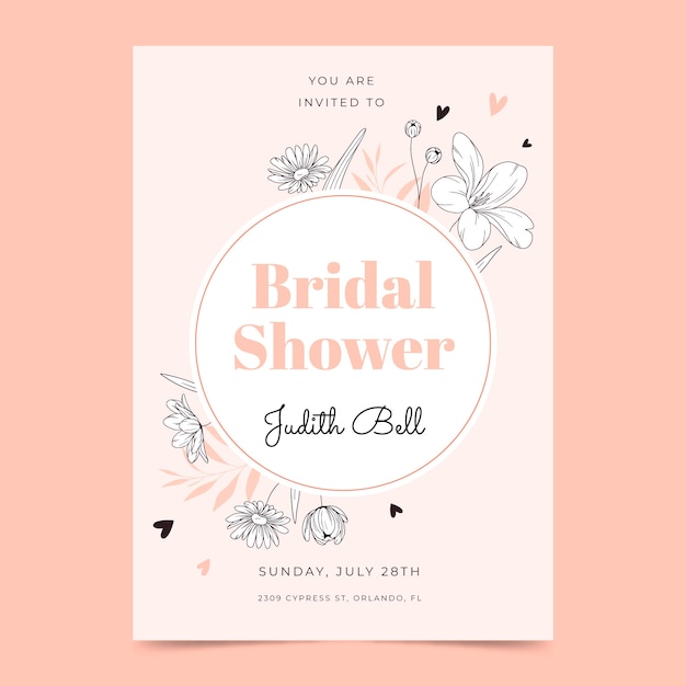 Hand drawn bridal shower invitation