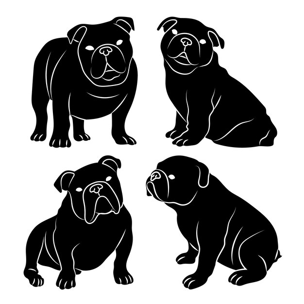 Free vector hand drawn bulldog silhouette