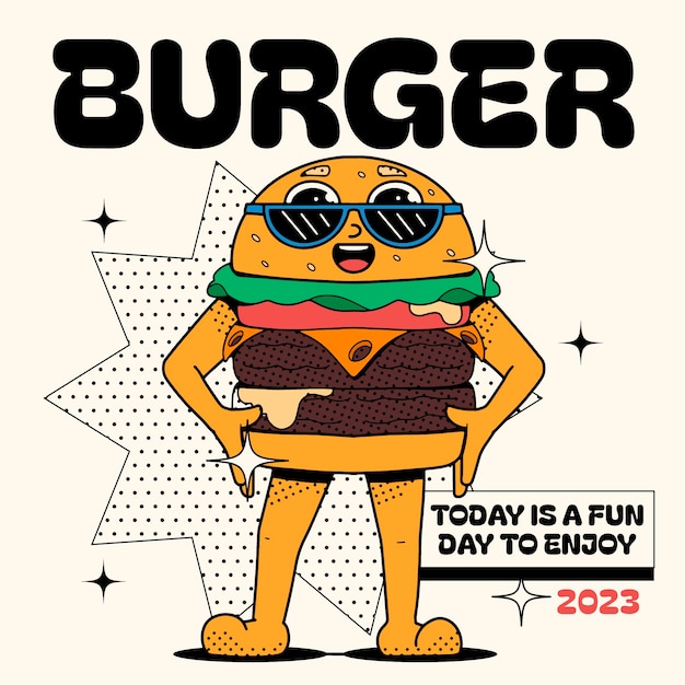 Free Vector hand drawn burger cartoon illustration