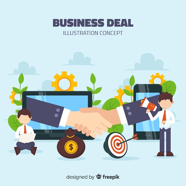 Free Vector hand drawn business deal concept