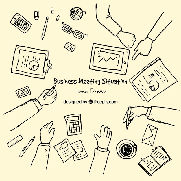 Free Vector hand drawn business meeting