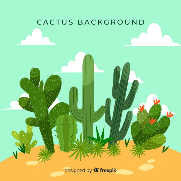 Hand drawn cactus background