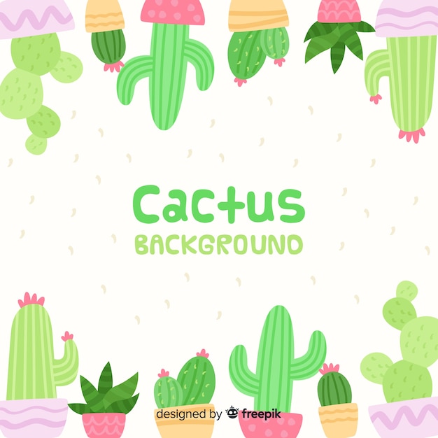 Hand drawn cactus frame background