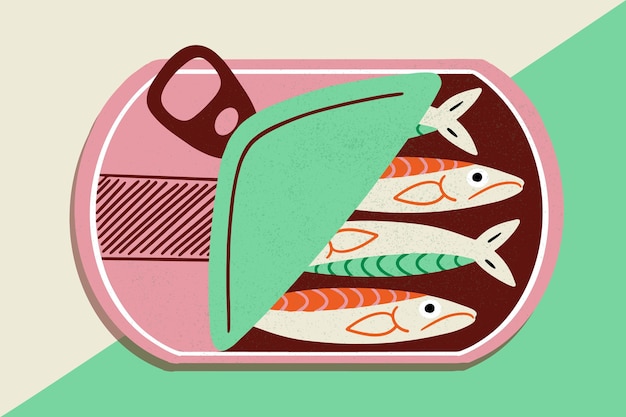 Free Vector hand drawn canned sardine illustration