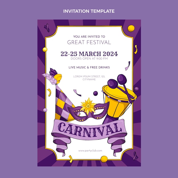 Hand drawn carnival invitation template