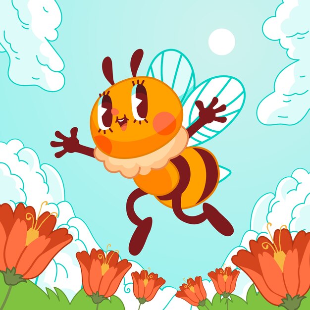 Hand drawn cartoon bee  illustration