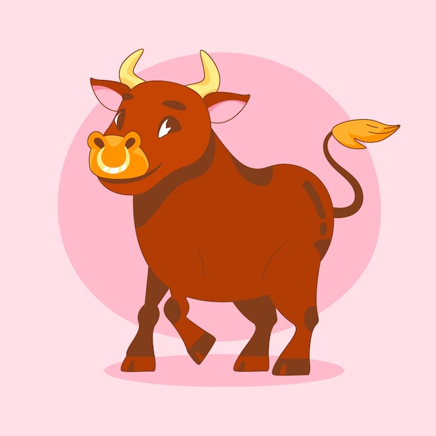 Hand drawn cartoon bull illustration