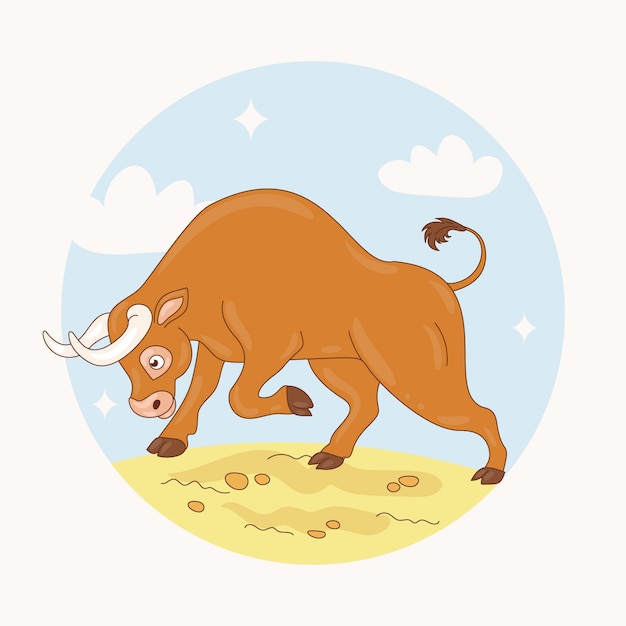 Free Vector hand drawn cartoon bull illustration