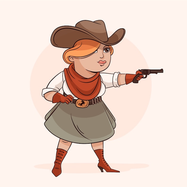 Vettore gratuito illustrazione del cowgirl del fumetto disegnato a mano