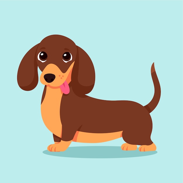 Free Vector hand drawn cartoon dachshund illustration