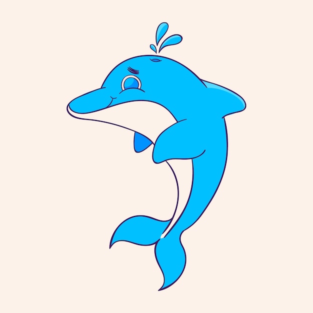 Free Vector hand drawn cartoon dolphin  illustration