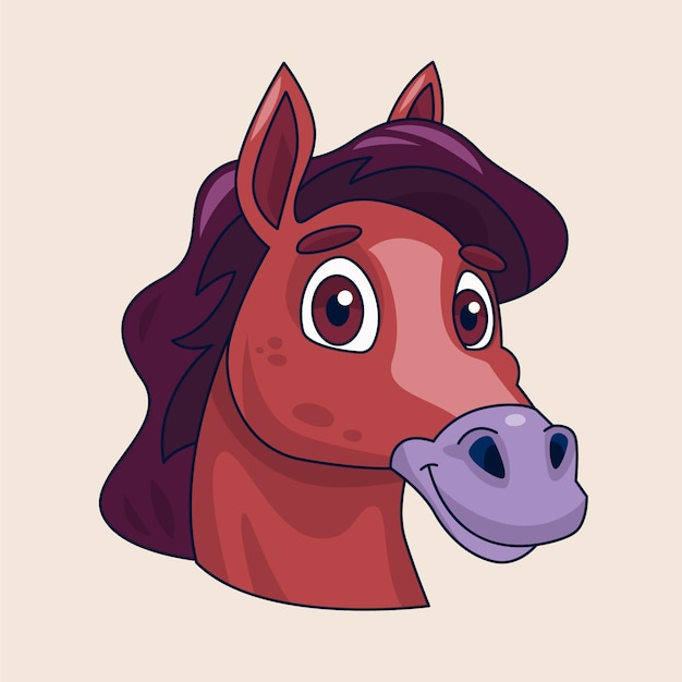 Free Vector hand drawn cartoon horse face illustration