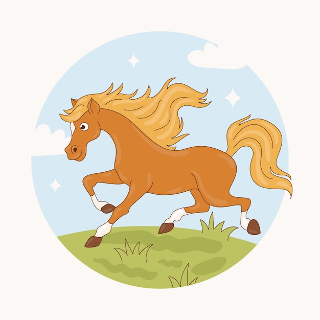 Free Vector hand drawn cartoon horse illustration