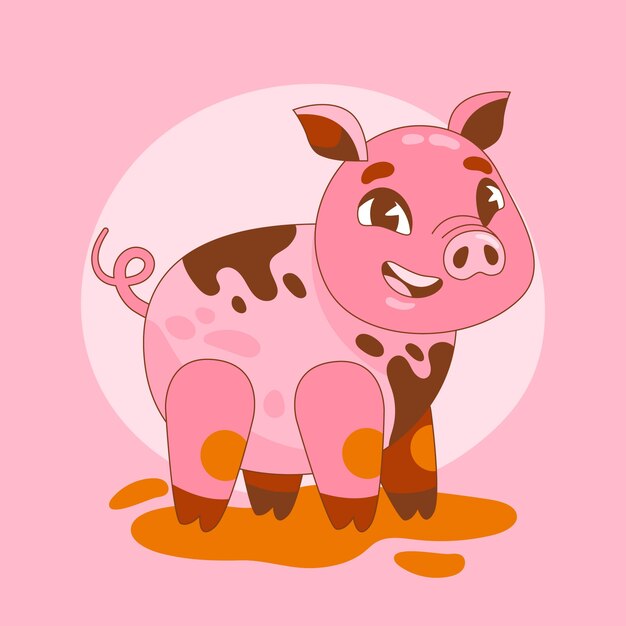 Hand drawn cartoon pig illustration