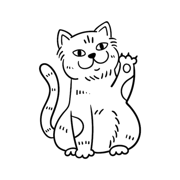 Hand drawn cat outline illustration