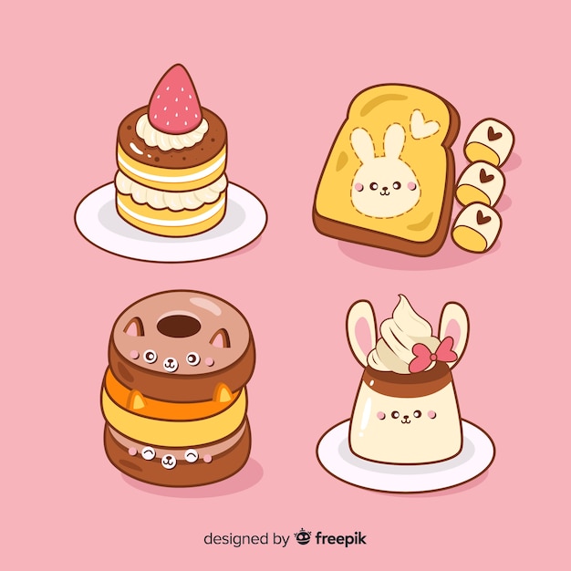 Free Vector hand drawn charming food collection