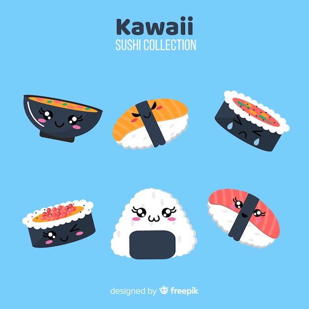 Free Vector hand drawn charming sushi collection