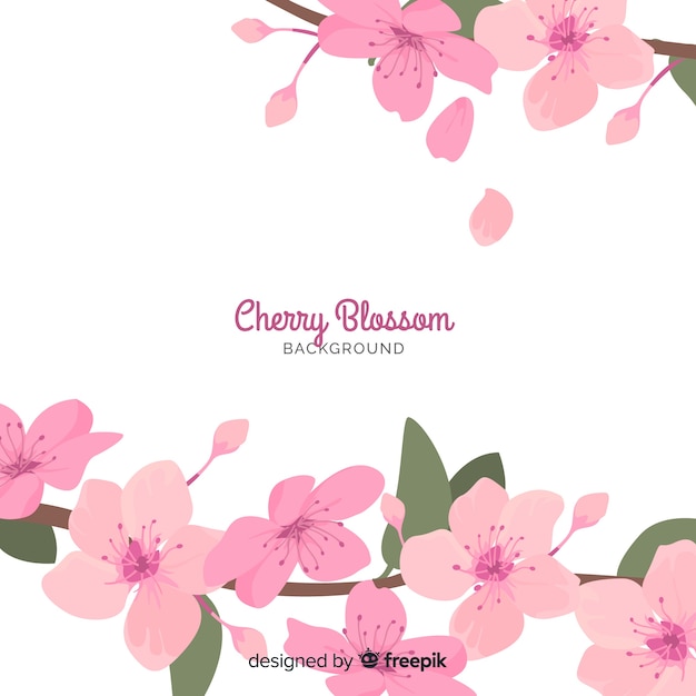 Free vector hand drawn cherry blossom background