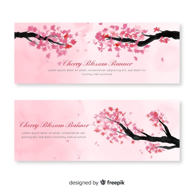 Free Vector hand drawn cherry blossom banner