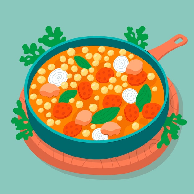 Free Vector hand drawn chickpea stew illustration