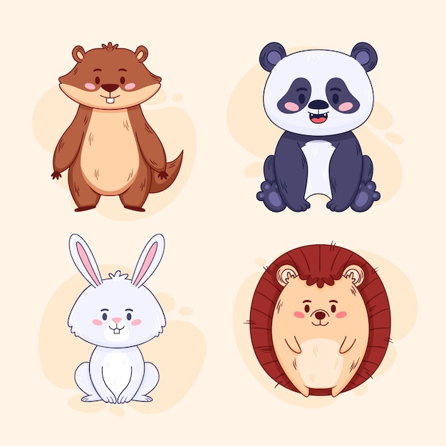 Free Vector hand drawn childlike animals illustration