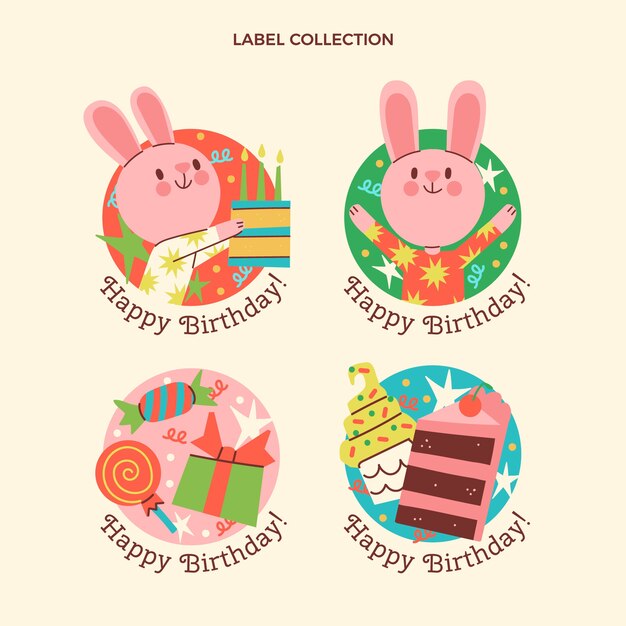 Hand drawn childlike birthday badges