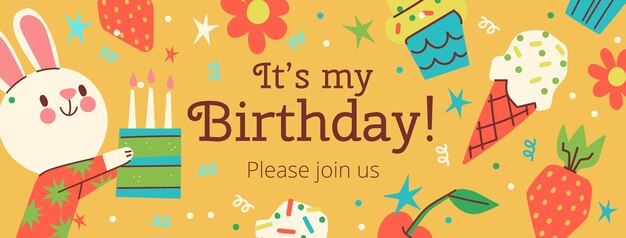 Hand drawn childlike birthday facebook cover