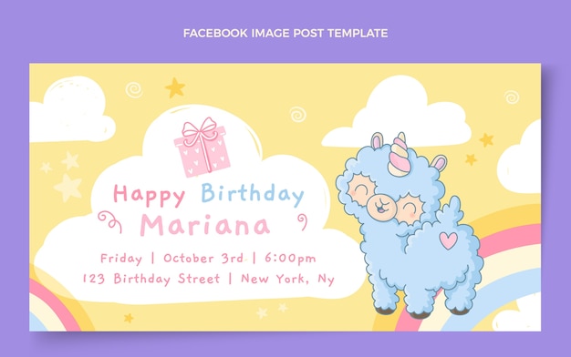 Free Vector hand drawn childlike birthday facebook post