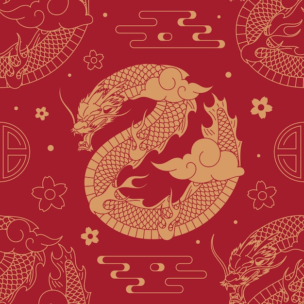 Free Vector hand drawn chinese dragon pattern