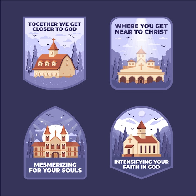 Free Vector hand drawn christian church labels