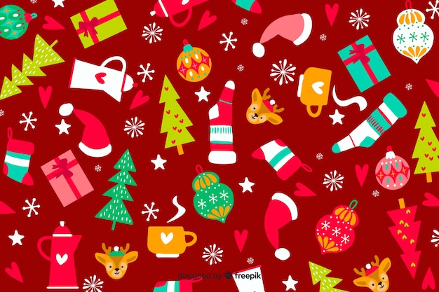 Free Vector hand drawn christmas background